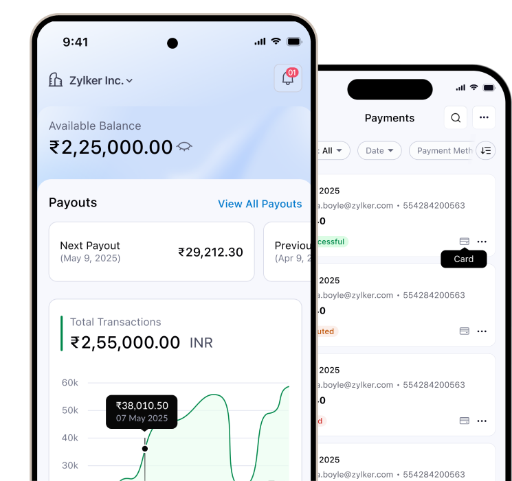Zoho Payments mobile app
